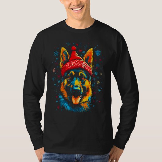 T-shirt Art German Shepherd Dog Xmas (Devant)