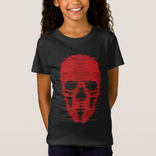 T-Shirt Art Glitch Crâne Rouge