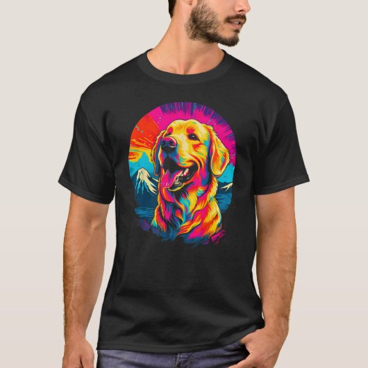 T-shirt Art Golden Retriever Chien Mountain (Devant)