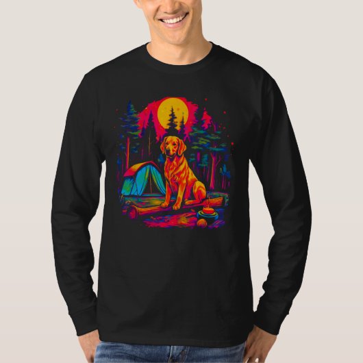 T-shirt Art Golden Retriever Dog Camping (Devant)