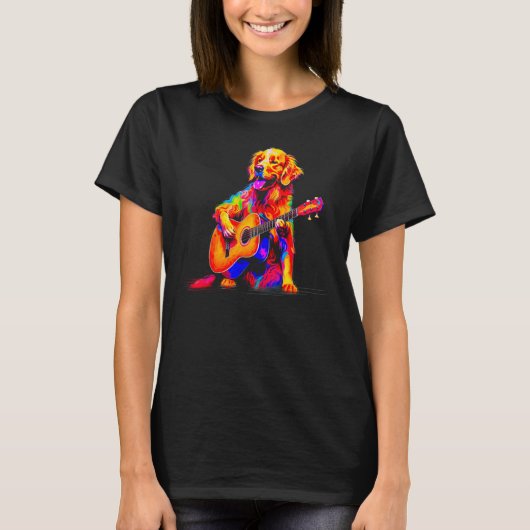 T-shirt Art Golden Retriever Dog Guitar (Devant)