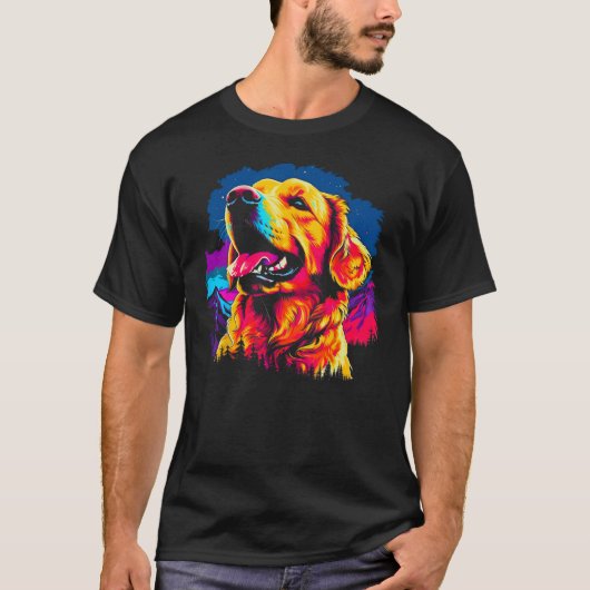 T-shirt Art Golden Retriever Dog Hiking (Devant)