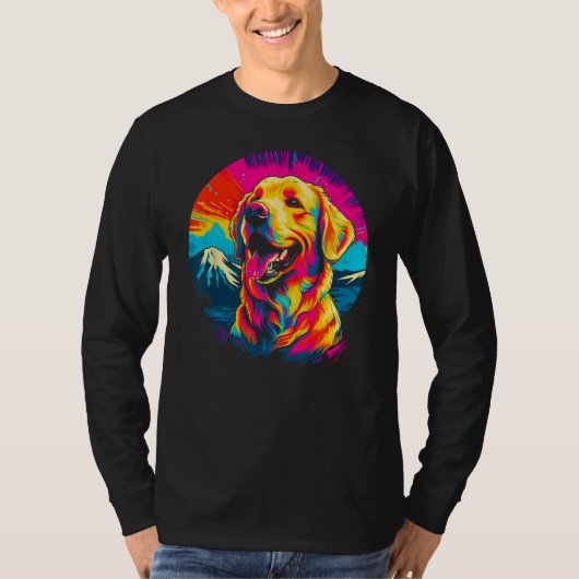 T-shirt Art Golden Retriever Dog Mountain (Devant)