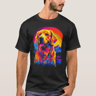 T-shirt Art Golden Retriever Dog Sunset