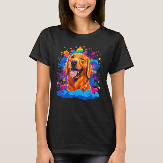 T-shirt Art Golden Retriever Dog Surprise (Devant)