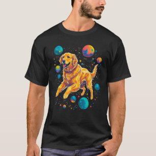 T-shirt Art Golden Retriever Dog Universe Planète