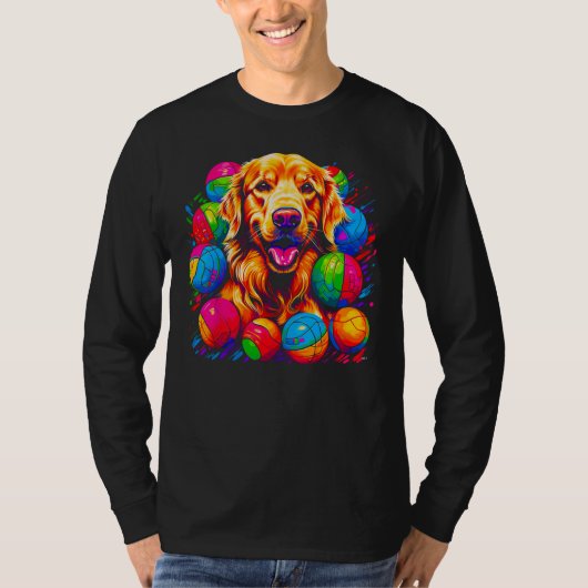 T-shirt Art Golden Retriever Dog Volleyball (Devant)