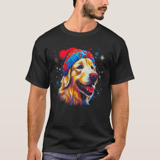 T-shirt Art Golden Retriever Dog Xmas (Devant)