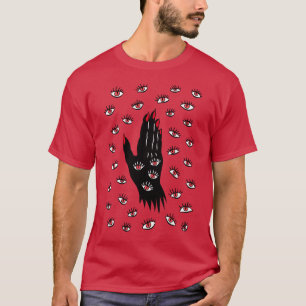 T-shirt Art gothique d'Halloween - Yeux Éffrayants à main
