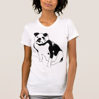 T-shirt Art graphique du bulldog assis noir et blanc