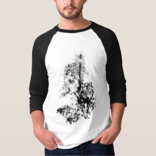 T-shirt Art graphique Loup gris faune nature animale