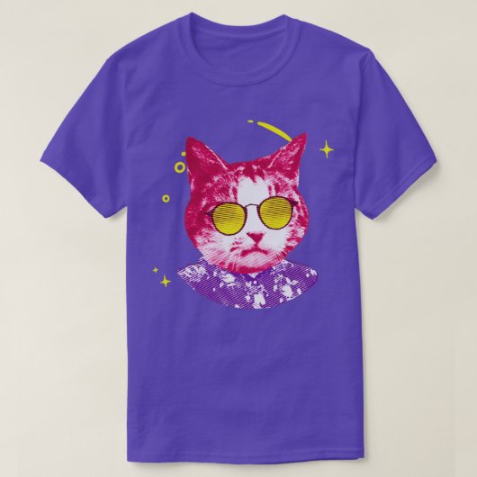 T-shirt Art Hipster Chat Kitty Coloré (Design devant)