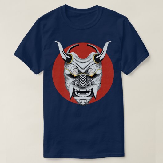 T-shirt Art japonais ancien, Lune rouge Oni Masque Ogre Sa (Design devant)