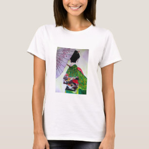 T-shirt Art japonais de geisha avec le kimono et le