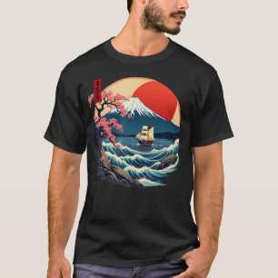 T-shirt Art japonais de style japonais Mont Fuji Kanagawa
