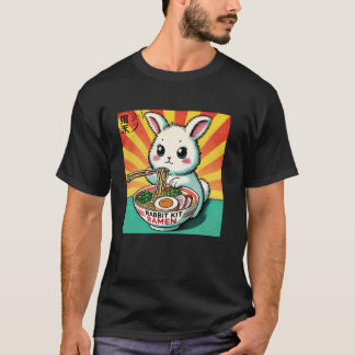 T-shirt Art Japonais Pop Amoureux de Nouilles Lapin Mignon