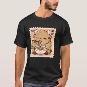 T-shirt Art japonais pop timbre nouilles Bison Mignon