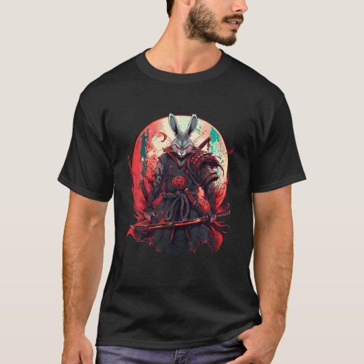 T-shirt Art japonais Rabbit Ninja Ukiyo e Anime Style Samu (Devant)