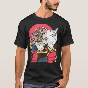 T-shirt Art japonais Samurai Chat Chat