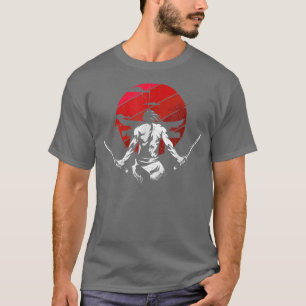 T-shirt Art japonais Samurai Vintage Fighter Retro Design