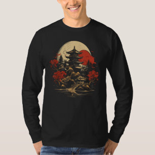 T-shirt Art japonais Sunset Pagoda Japon Graphisme