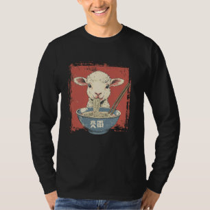 T-shirt Art japonais vintage Noodle Lover mignon agneau mo