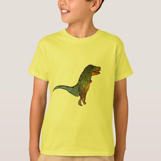 T-shirt Art jaune de dinosaure de T-Rex d'enfants mignons (Devant)