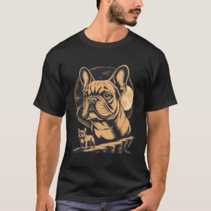 T-shirt Art lunaire céleste Bouledogue français Gravure su