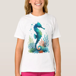 T-shirt art marin/de plage/côtier hippique