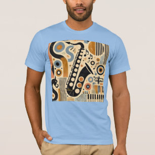 T-shirt Art minimaliste du milieu du siècle du jazz Saxoph