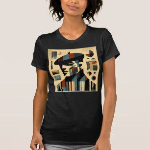 T-shirt Art Moderne du Milieu du Siècle Homme portant un B