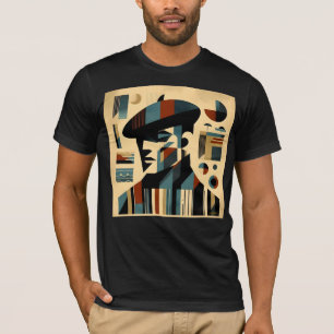 T-shirt Art Moderne du Milieu du Siècle Homme portant un B