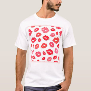 T-shirt Art Motif à lèvres rouge et rose
