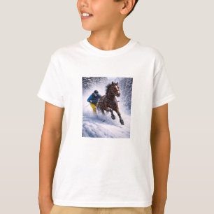 T-shirt Art mural de cheval d'hiver Galerie d'art métall