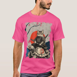 T-shirt Art Ninja Japonais et Chat Samouraï Japonais Tortu