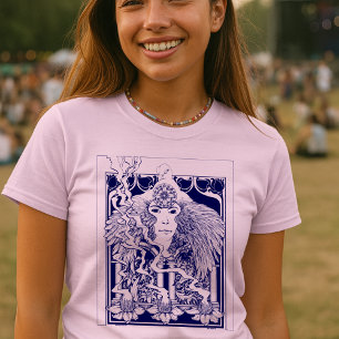 T-shirt Art Nouveau floral psychedelique des années 60