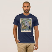 T-shirt Art Nouveau Grand Héron Bleu (Devant entier)