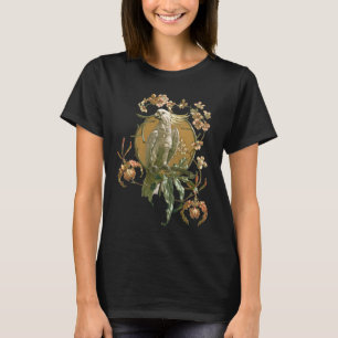 T-shirt Art Nouveau Vintage, Oiseau de Cockatoo, fleurs d'