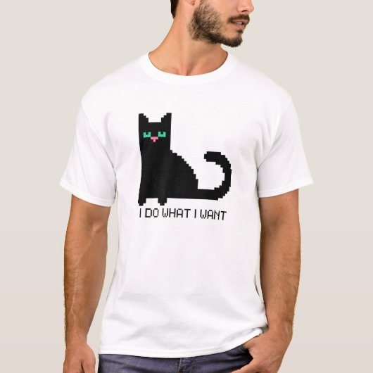 T-shirt art numérique 8 bits Crypto Pixel Black Cat Je fai (Devant)