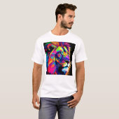 T-shirt Art numérique Abstrait 3d Portrait de Lion (Devant entier)