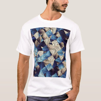 T-shirt Art numérique Bleu Carrés Abstraits