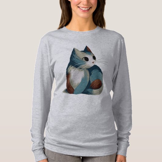T-shirt Art numérique de chat coloré (Devant)