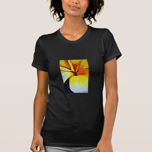 T-shirt Art original de la fleur Tropical Jaune Frangipani (Devant)