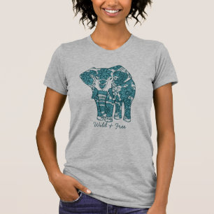 T-shirt Art orné à motif éléphant sauvage et libre
