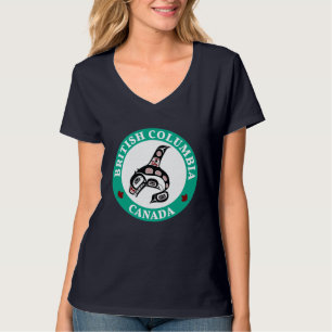 T-shirt Art Orque Baleine Tueuse Amérindien Rouge Noir
