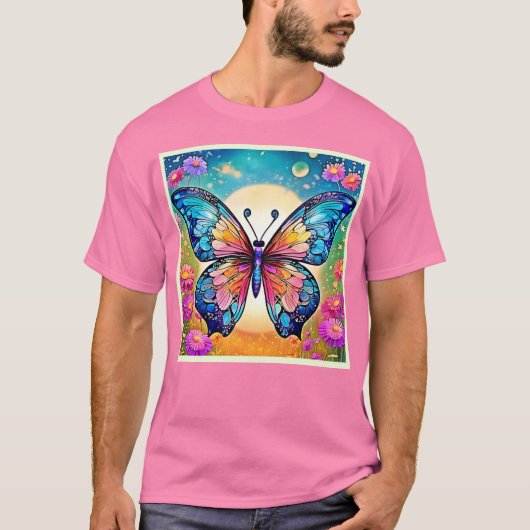 T-shirt Art papillon floral (Devant)
