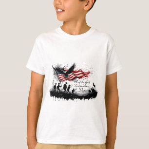 T-shirt Art patriotique du 4 juillet avec drapeau et solda