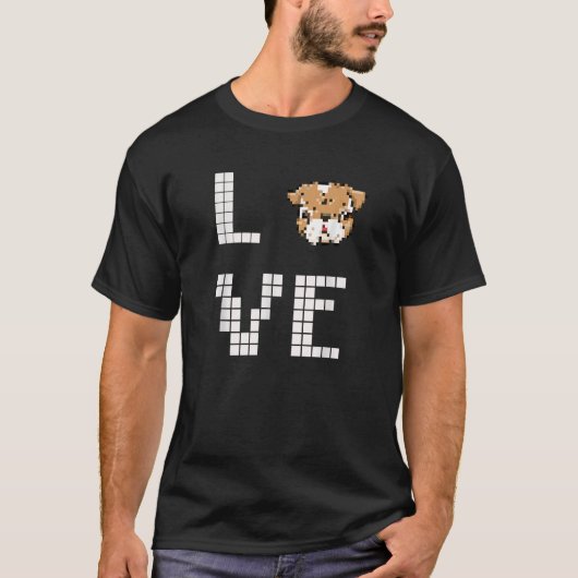 T-shirt Art Pixel Chien Chien en Chien Anglais (Devant)