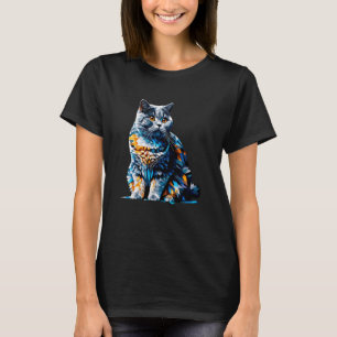 T-shirt Art polygonal Chat British Shorthair British Blue