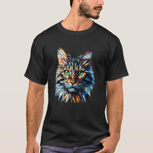 T-shirt Art polygonal de chat bengal (Devant)